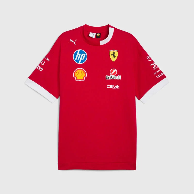 Camiseta Oversized do Piloto Scuderia Ferrari F1 PUMA 2025 – Cereja Escuro