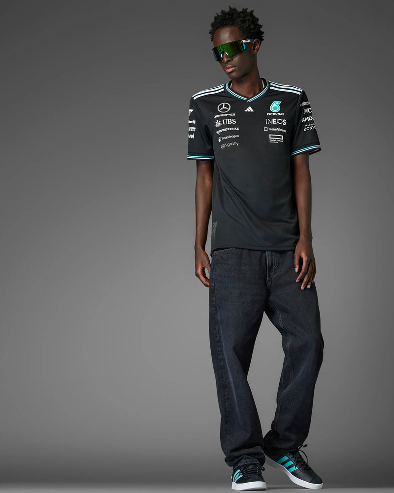 Camisa Autêntica de Piloto da Equipe Mercedes-AMG F1 2025 – Preta