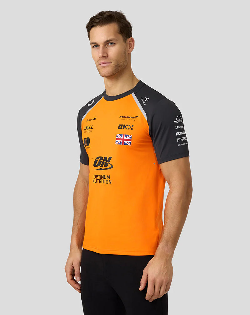 Camiseta Masculina da Equipe McLaren F1 2025 Lando Norris – PAPAYA