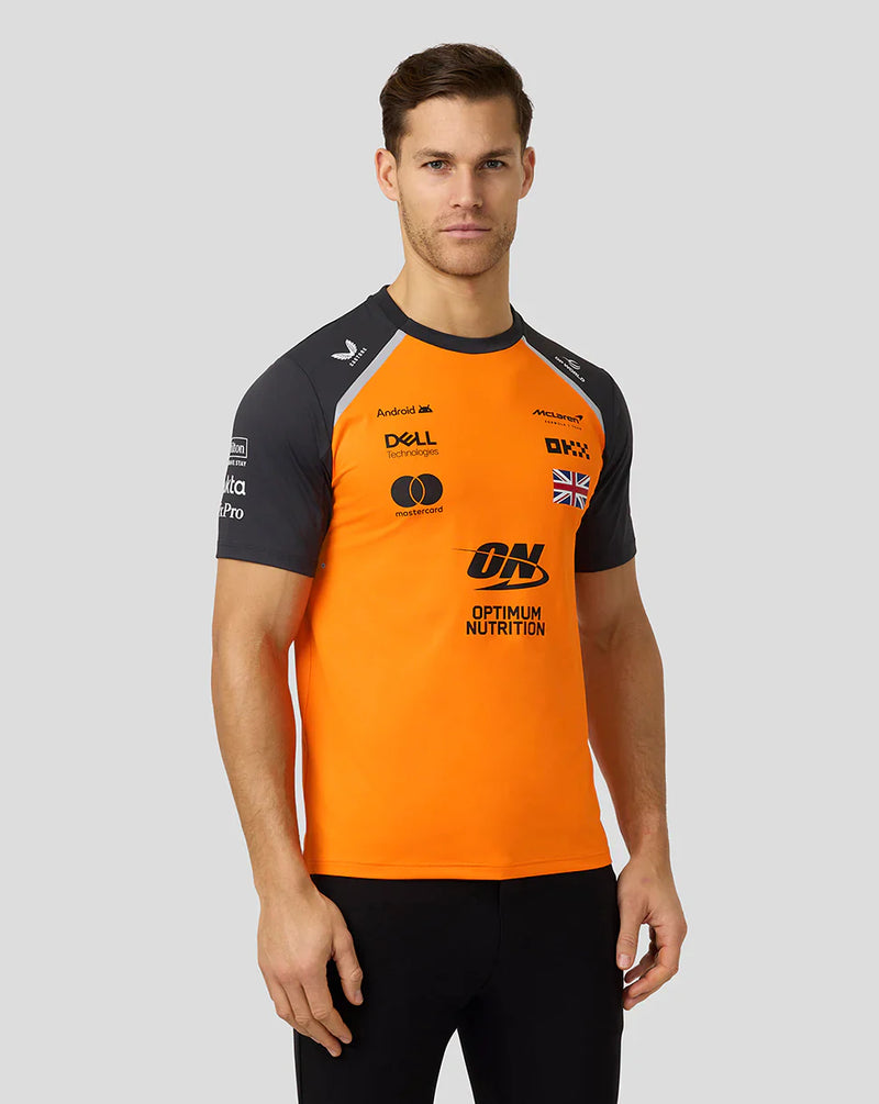 Camiseta Masculina da Equipe McLaren F1 2025 Lando Norris – PAPAYA