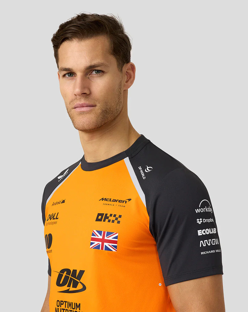 Camiseta Masculina da Equipe McLaren F1 2025 Lando Norris – PAPAYA