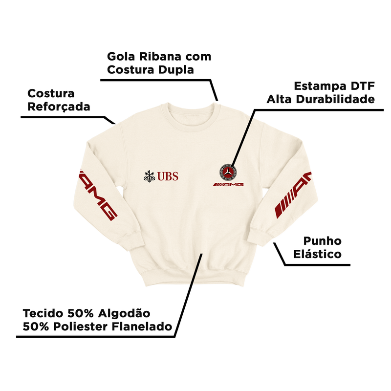 Moletom Russell Mercedes Retrô Off White